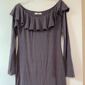 Ya Los Angeles Off The Shoulder Ruffled Neck Mini Dress Black